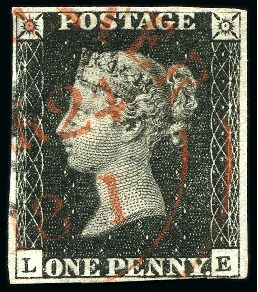 Stamp of Great Britain » 1840 1d Black and 1d Red plates 1a to 11 1840 1d Black pl.5 LE, close to fine margins, cancelled by DORCHESTER town cds in red
