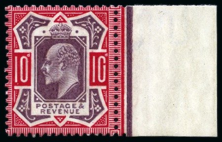 Stamp of Great Britain » King Edward VII » 1902-10 De La Rue Issues 1902-10 De La Rue 10d slate-purple & deep (glossy carmine) in mint nh right marginal single