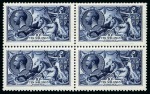 Stamp of Great Britain » King George V » 1913-19 Seahorse Issues 1913 Waterlow 10s Seahorse indigo-blue in mint block of four