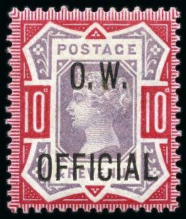 Stamp of Great Britain » Officials Office of Works: 1902 10d dull purple & carmine O. W. OFFICIAL mint hr