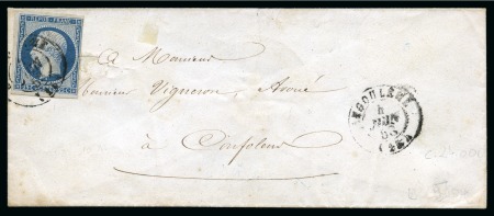 1852, Présidence 25c bleu sur lettre d'Angoulême pour Confolens