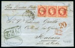 1869, Lettre de Paris à destination de Cuba, affranchissement