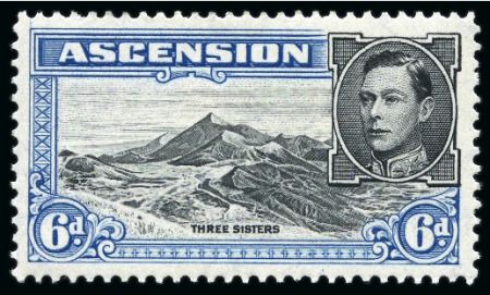 Stamp of Ascension » King George VI 1938-53 6d Black & Blue perf.13 showing variety "boulder flaw", mint lh