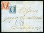 Stamp of Romania » Romania Austrian Levant Post Offices » French Levant Post Offices French Post Office in Sulina. 1859 (Nov 30), folded cover to Constantinople, franked by well margined examples of Empire 20c blue, type I, and 80c carmine-rose