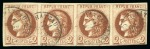 Stamp of France » Emission de Bordeaux 1870, Exceptionnelle bande de 4 du timbre Émission de Bordeaux 2c