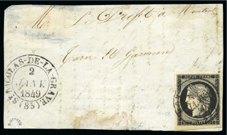Stamp of France » Type Cérès de 1849-1850 1849, Cérès 20c noir sur devant de lettre de Saint Nicolas La Grave
