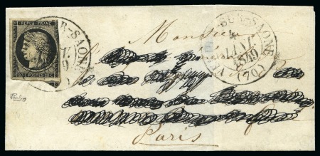 Stamp of France » Type Cérès de 1849-1850 1849, Cérès 20c noir sur lettre de Verdun-sur-Saone