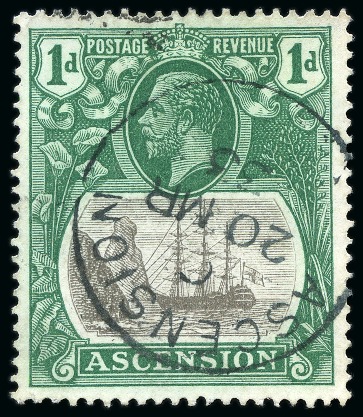 Stamp of Ascension » King George V 1924-33 1d Group of three incl. grey-black & bright blue-green used with crisp Ascension cds