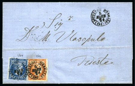 1876 (5.5) Folded cover from Argostoli to Trieste,