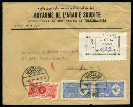 1934 Registered printed envelope to Belgium, franked