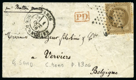 Stamp of France » Guerre de 1870-1871 1870, Ballon monté du 1 octobre 1870 parti par le "Georges Sand"