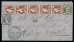 1 Lep, red brown, vertical strip of five, middle three