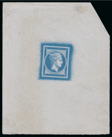 Stamp of Greece » Large Hermes Heads » 1861 Barre proofs A progressive die proof in blue on bluish (57x84mm),