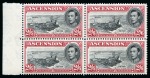 1938-53 2s6d Black & Deep Carmine perf.13 1/2 and perf.13 mint nh blocks of four