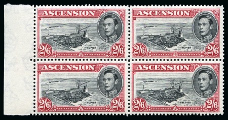 Stamp of Ascension » King George VI 1938-53 2s6d Black & Deep Carmine perf.13 1/2 and perf.13 mint nh blocks of four