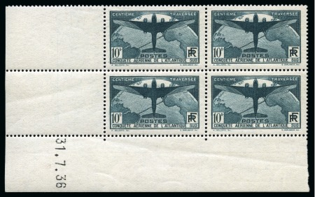 1937, Traversée de l'Atlantique-Sud 10 francs vert foncé
