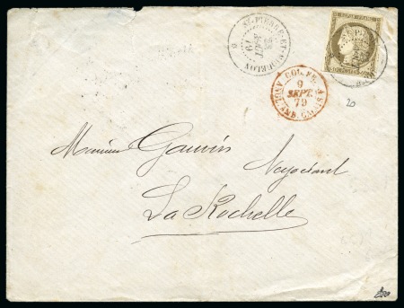 Stamp of Colonies françaises » St. Pierre et Miquelon 1879, Lettre pour la Rochelle, affranchissement colonies