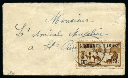 1942, Pli "carte de visite" adressé au célèbre Amiral Émile Muselier