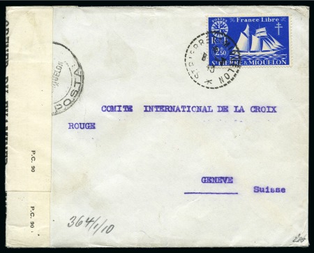 Stamp of Colonies françaises » St. Pierre et Miquelon 1943, Lettre pour la Suisse, affranchissement pour