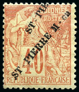 Stamp of Colonies françaises » St. Pierre et Miquelon 1891, Type Alphée Dubois 40c rouge-orange neuf sans