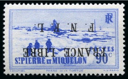 Stamp of Colonies françaises » St. Pierre et Miquelon 1941-42, FRANCE LIBRE n°262A 90c outremer présentant