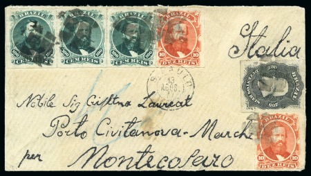 1877 (Aug 13). Envelope from Sao Paulo to Montecosaro,