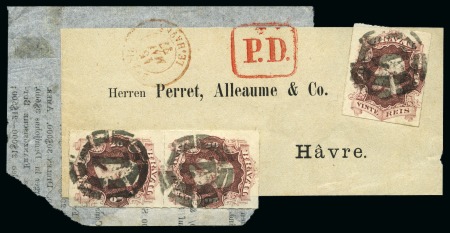 1877 (Feb). Band of German printed matter/newspaper to Havre, France, franked at a printed matter rate with thee 1876-77 20r