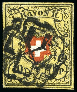 Stamp of Switzerland / Schweiz » Rayonmarken » Rayon II, gelb, ohne Kreuzeinfassung (STEIN A 2) Rayon II
