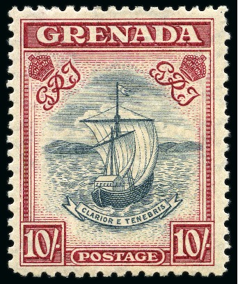 Stamp of Grenada 1938-50 10s Slate-Blue & Bright Carmine (narrow frame) perf.12 mint