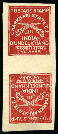 1930-45 1/2a Red block of four with two tête-bêche pairs and normal block of four