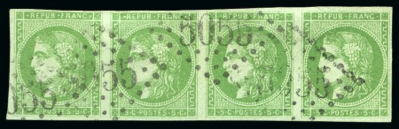 1870, Émission de Bordeaux 5 centimes en bande de