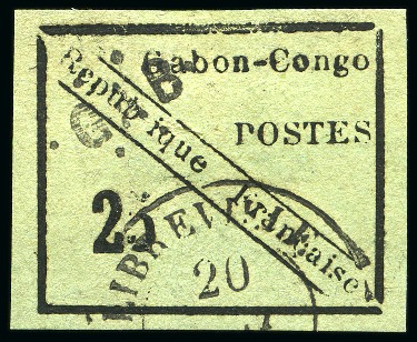 1889, 25c noir sur vert Y&T n°15 oblitération cachet