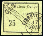 1889, 25c noir sur vert Y&T n°15 oblitération cachet