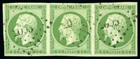 Stamp of France » Empire 1853-1862 1854, Empire non dentelé 5c vert en 15 exemplaires
