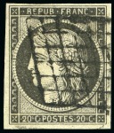 1849, Cérès 20c en 2 exemplaires avec nuance bien