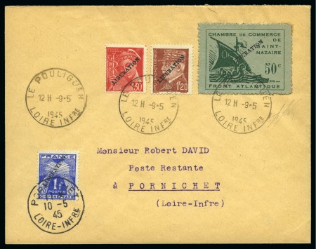 Stamp of France » Guerre 1945, Groupe de 8 lettres Poche de Saint Nazaire avec