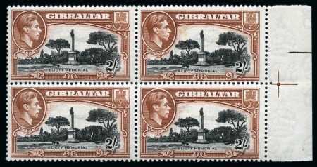 Stamp of Gibraltar 1938-51 2s Black & Brown perf.13 1/2 mint nh left marginal block of four