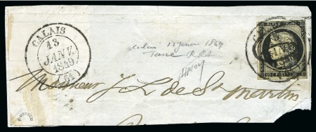 1849, Cérès 20c noir sur fragment de lettre avec