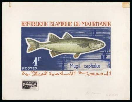 Stamp of Colonies françaises » Mauritanie 1964, Lot de 4 maquettes grand format de timbres du