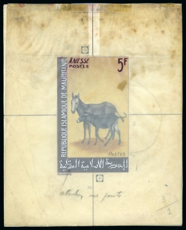 Stamp of Colonies françaises » Mauritanie 1968, Lot de 5 maquettes moyen format des timbres de