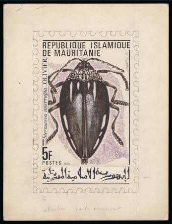Stamp of Colonies françaises » Mauritanie 1969-1970, Lot de 5 maquettes grand format du timbre