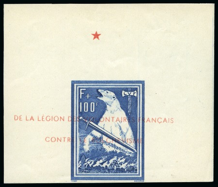Stamp of France » Guerre 1941, LVF Bloc de l'Ours partiel non dentelé *