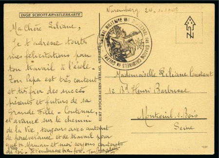 1946, Carte postale de Nuremberg avec le cachet