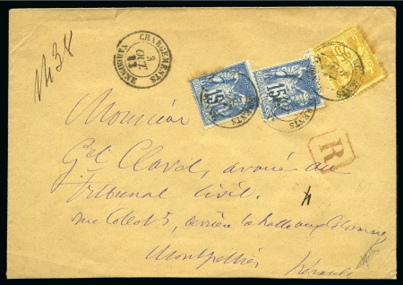 1881-1886, Page d'exposition avec 3 lettres recommandées