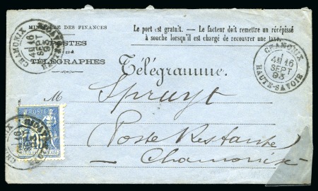 1879-1893, Lot de 2 enveloppes de type formule télégramme