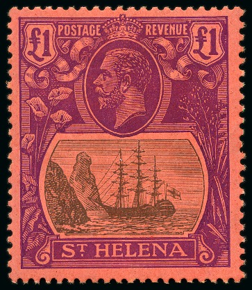 Stamp of St. Helena 1922-37 £1 Grey & Purple on red mint nh, very fine