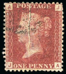 1868 1d Red Pl. 106 JA with a scarce pre-print paper fold, used