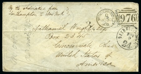 1860 unpaid envelope Windermere to Cincinnati USA