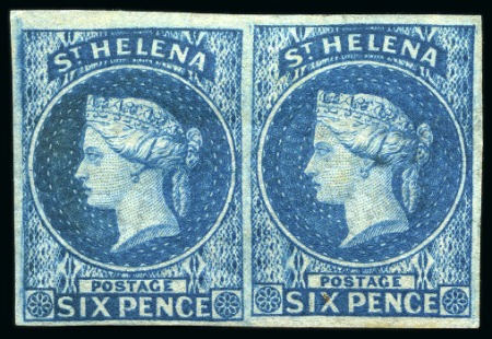 1856 6d Blue imperf. mint horizontal pair, good to very large margins