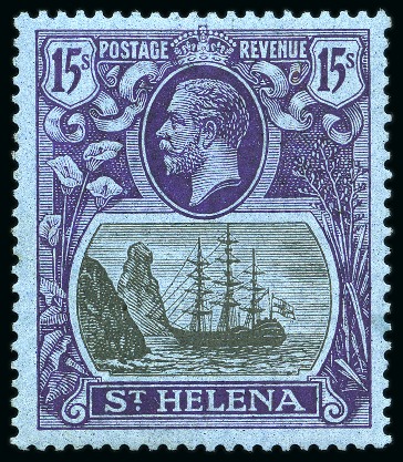 Stamp of St. Helena 1922-37 15 Grey & Purple on blue, mint nh, very fine